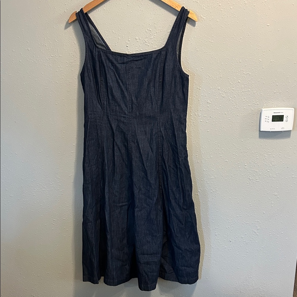 J. Crew Sleeveless Dark Blue Denim Midi Dress‎ New 12 Petite